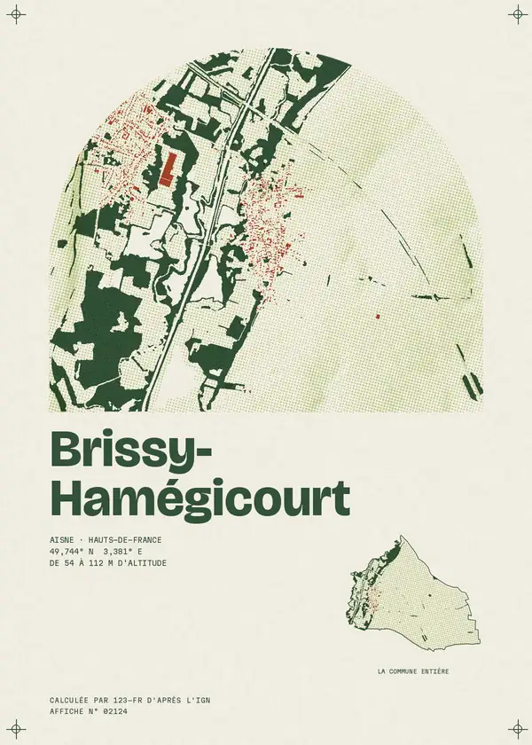 Affiche de Brissy-Hamégicourt, calculée par 123-fr d'après l'IGN