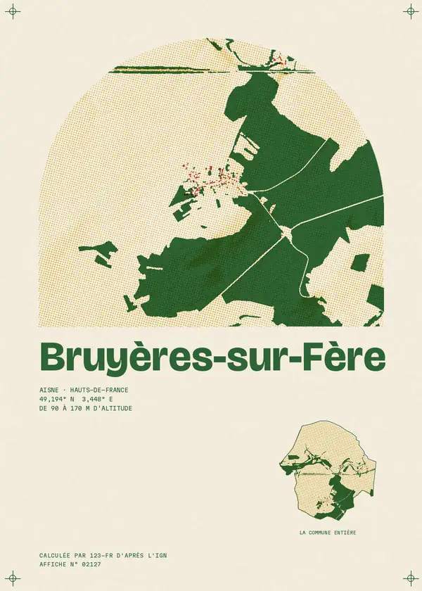 Affiche de Bruyères-sur-Fère, calculée par 123-fr d'après l'IGN