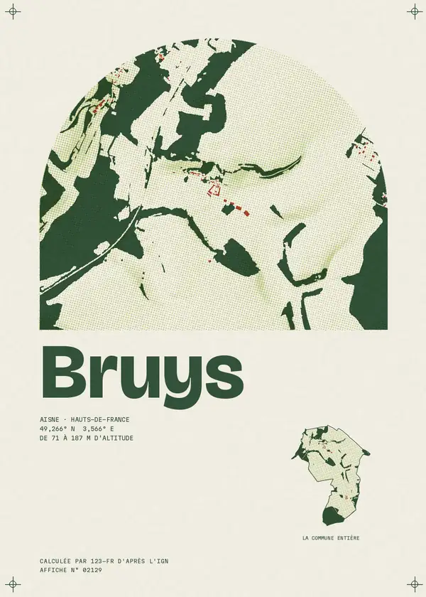Affiche de Bruys, calculée par 123-fr d'après l'IGN
