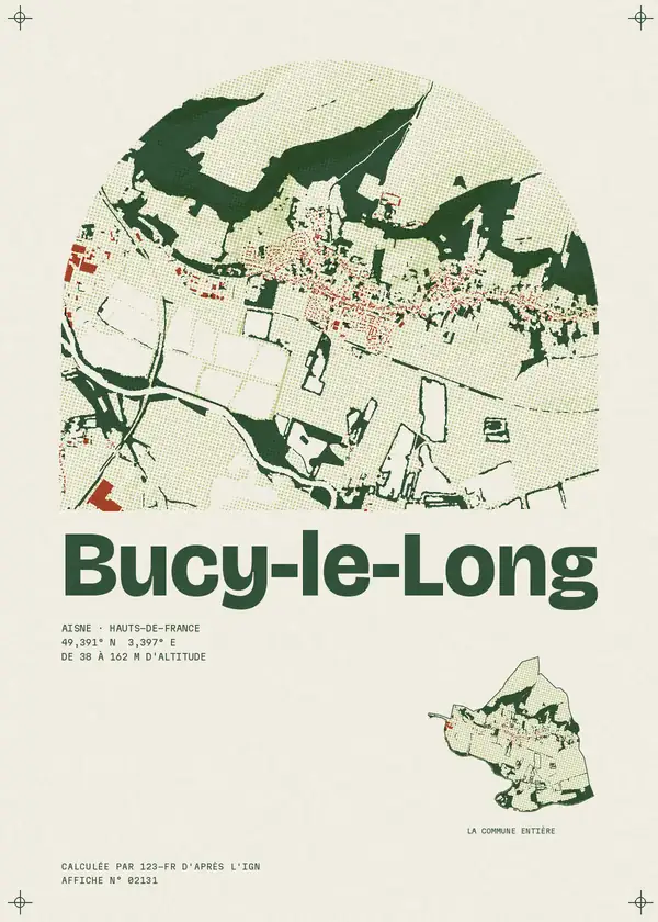 Affiche de Bucy-le-Long, calculée par 123-fr d'après l'IGN
