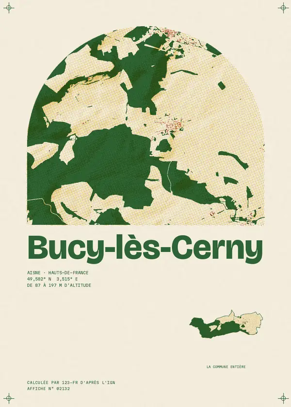 Affiche de Bucy-lès-Cerny, calculée par 123-fr d'après l'IGN