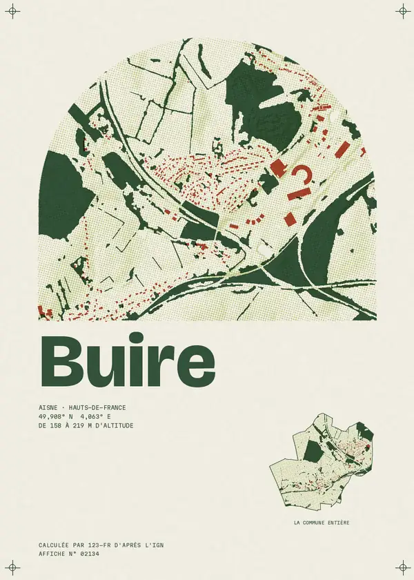 Affiche de Buire, calculée par 123-fr d'après l'IGN
