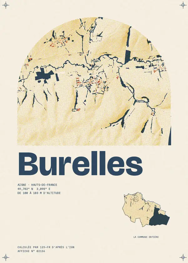 Affiche de Burelles, calculée par 123-fr d'après l'IGN