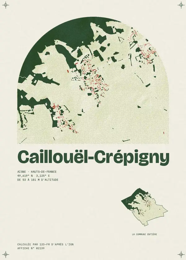 Affiche de Caillouël-Crépigny, calculée par 123-fr d'après l'IGN