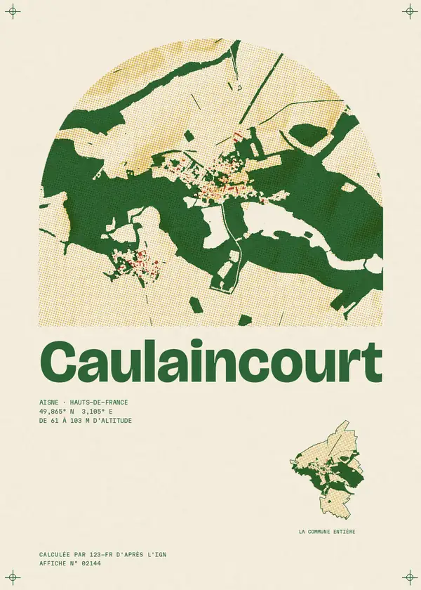 Affiche de Caulaincourt, calculée par 123-fr d'après l'IGN