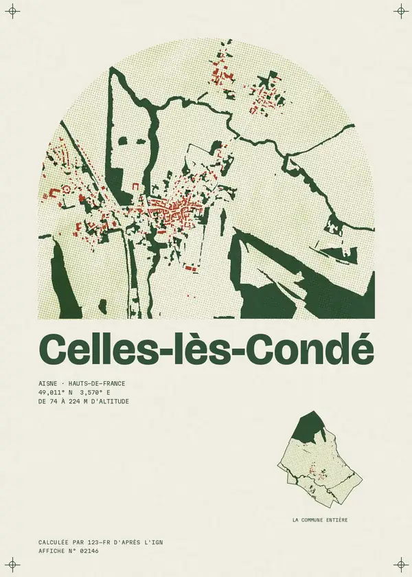 Affiche de Celles-lès-Condé, calculée par 123-fr d'après l'IGN
