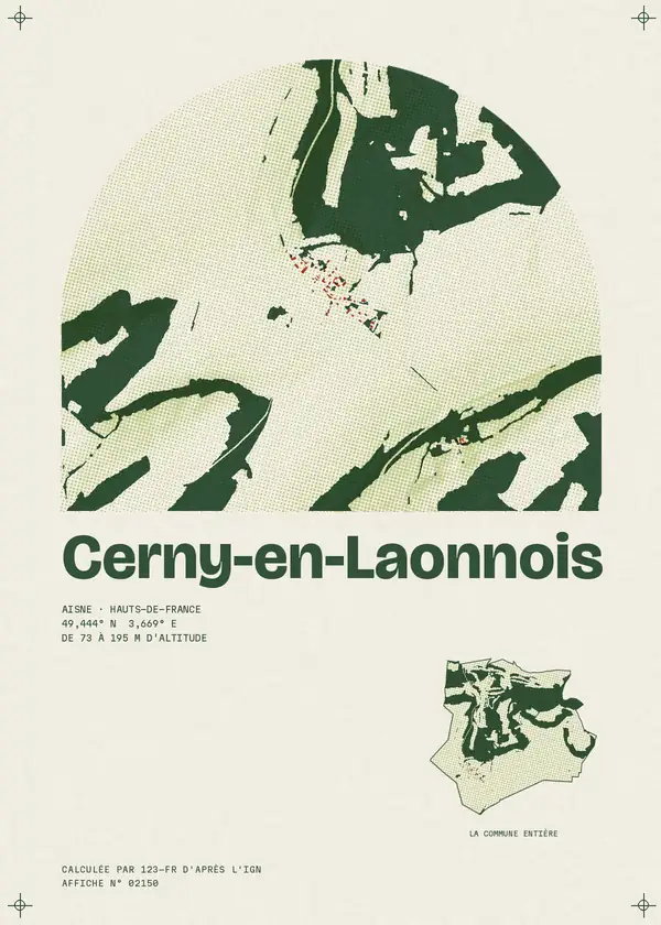 Affiche de Cerny-en-Laonnois, calculée par 123-fr d'après l'IGN