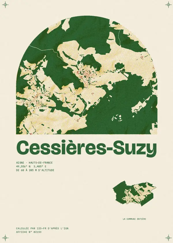 Affiche de Cessières-Suzy, calculée par 123-fr d'après l'IGN