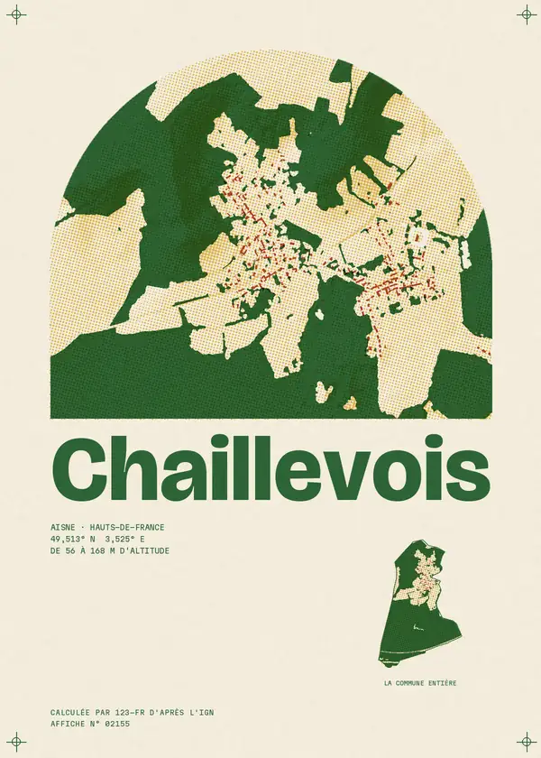 Affiche de Chaillevois, calculée par 123-fr d'après l'IGN