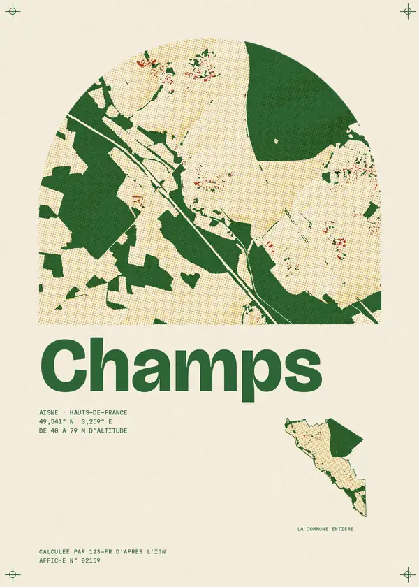 Affiche de Champs, calculée par 123-fr d'après l'IGN