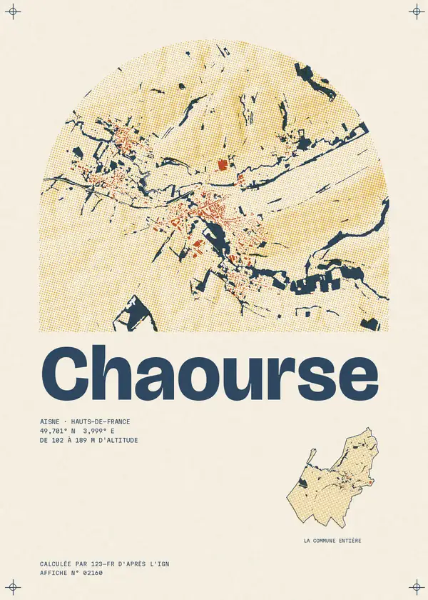 Affiche de Chaourse, calculée par 123-fr d'après l'IGN