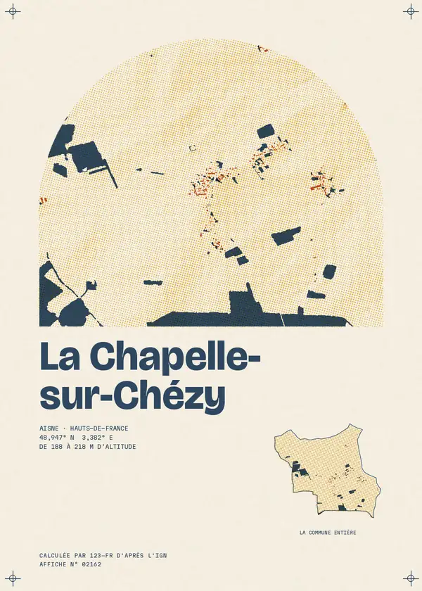 Affiche de La Chapelle-sur-Chézy, calculée par 123-fr d'après l'IGN