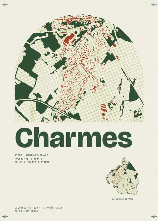 Affiche de Charmes, calculée par 123-fr d'après l'IGN