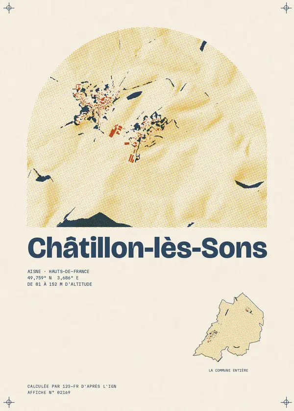 Affiche de Châtillon-lès-Sons, calculée par 123-fr d'après l'IGN