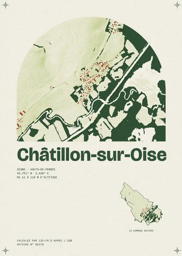 Affiche de Châtillon-sur-Oise, calculée par 123-fr d'après l'IGN
