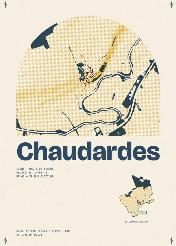 Affiche de Chaudardes, calculée par 123-fr d'après l'IGN