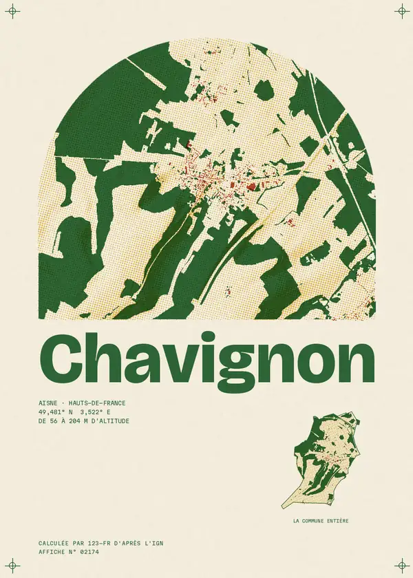 Affiche de Chavignon, calculée par 123-fr d'après l'IGN