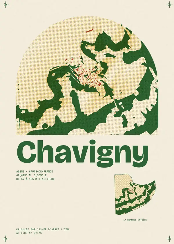 Affiche de Chavigny, calculée par 123-fr d'après l'IGN