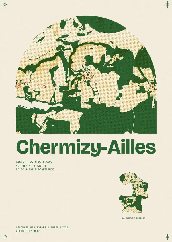 Affiche de Chermizy-Ailles, calculée par 123-fr d'après l'IGN