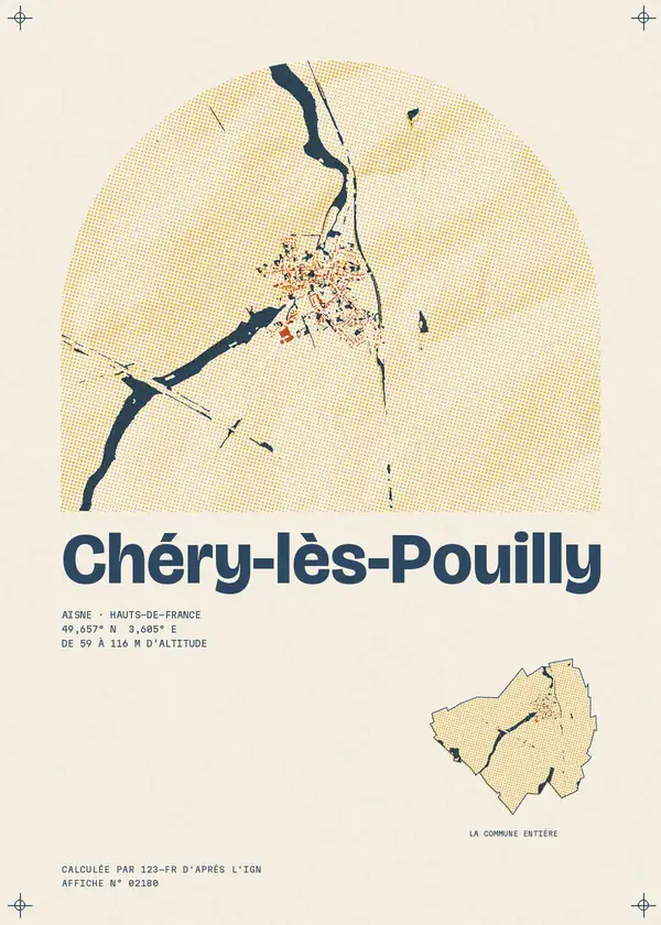 Affiche de Chéry-lès-Pouilly, calculée par 123-fr d'après l'IGN