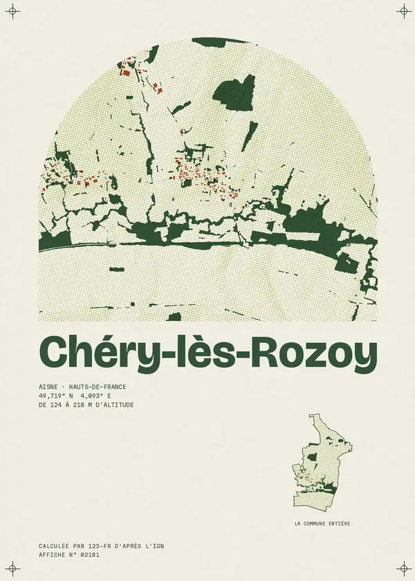 Affiche de Chéry-lès-Rozoy, calculée par 123-fr d'après l'IGN