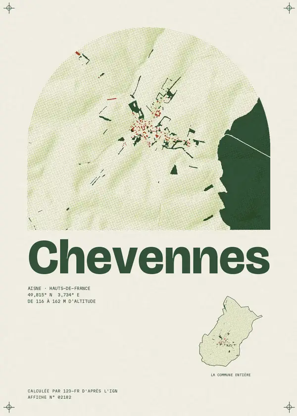 Affiche de Chevennes, calculée par 123-fr d'après l'IGN