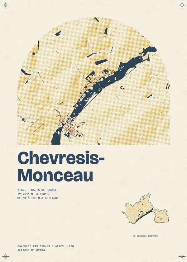 Affiche de Chevresis-Monceau, calculée par 123-fr d'après l'IGN