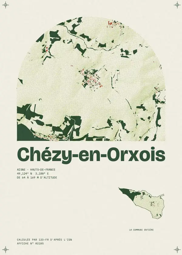 Affiche de Chézy-en-Orxois, calculée par 123-fr d'après l'IGN