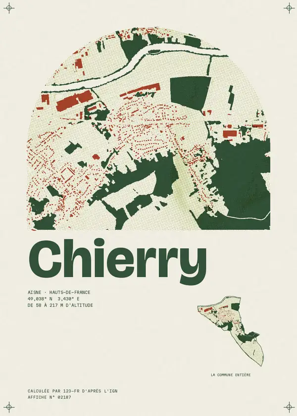 Affiche de Chierry, calculée par 123-fr d'après l'IGN