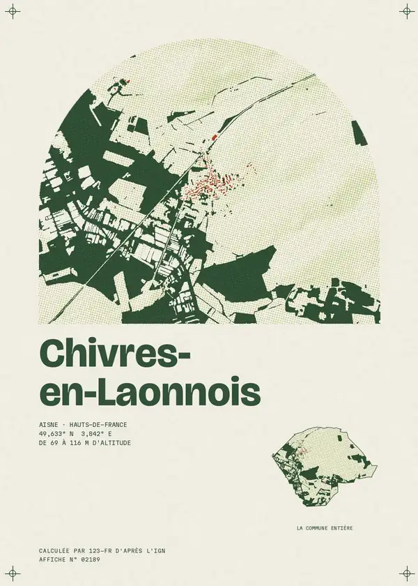 Affiche de Chivres-en-Laonnois, calculée par 123-fr d'après l'IGN