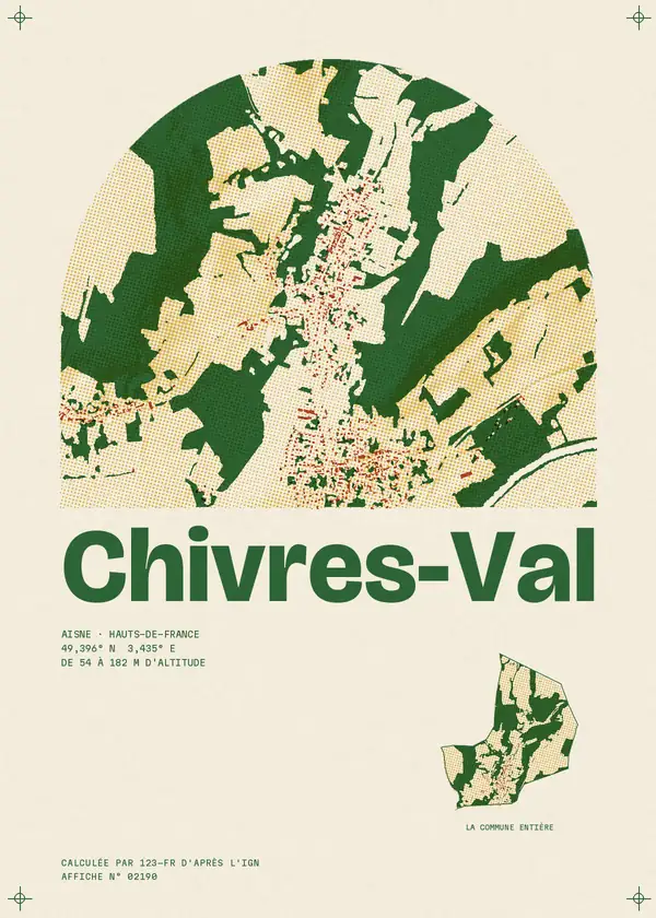 Affiche de Chivres-Val, calculée par 123-fr d'après l'IGN