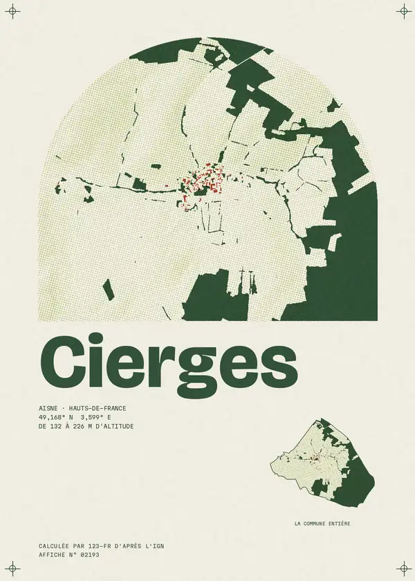 Affiche de Cierges, calculée par 123-fr d'après l'IGN