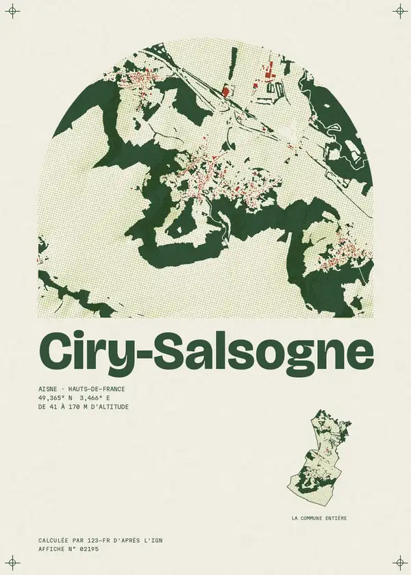 Affiche de Ciry-Salsogne, calculée par 123-fr d'après l'IGN