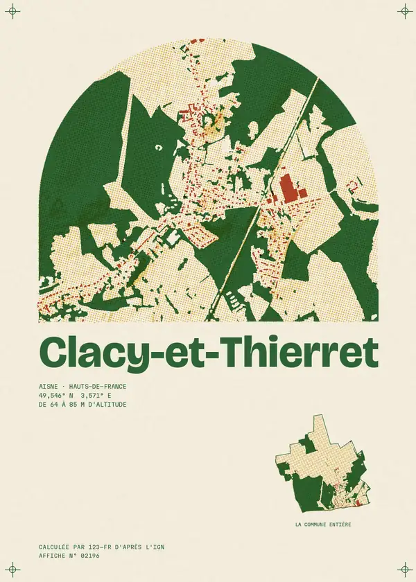 Affiche de Clacy-et-Thierret, calculée par 123-fr d'après l'IGN