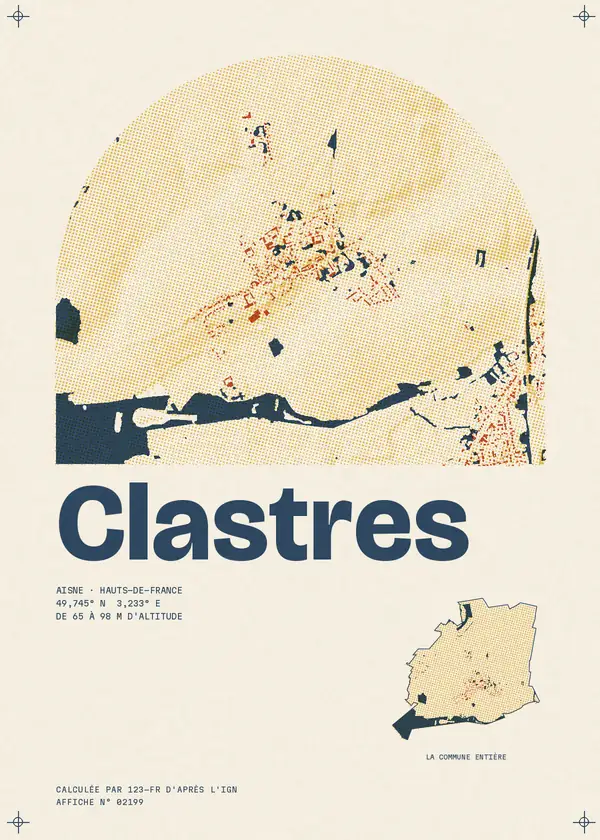 Affiche de Clastres, calculée par 123-fr d'après l'IGN