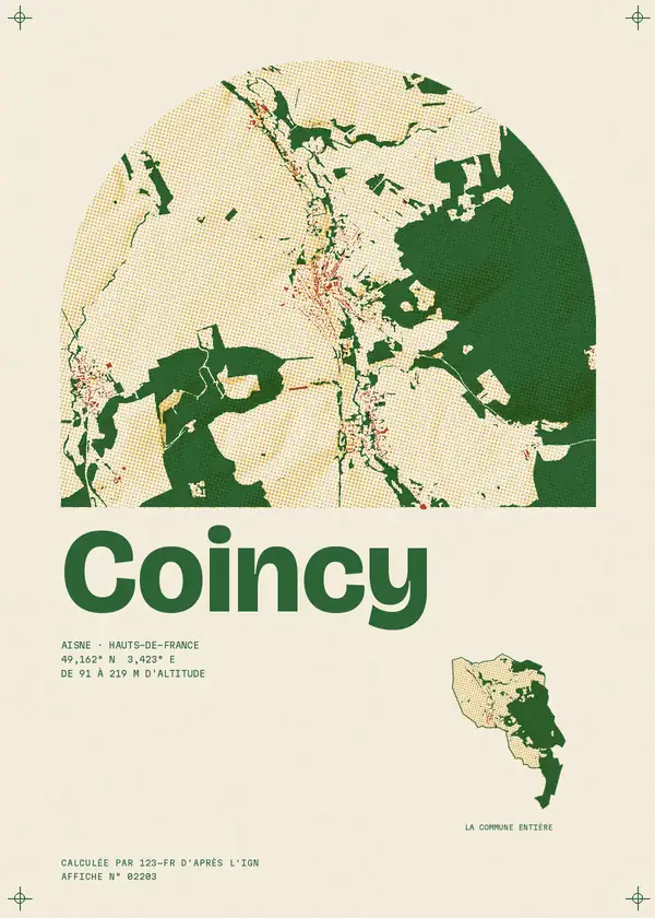 Affiche de Coincy, calculée par 123-fr d'après l'IGN
