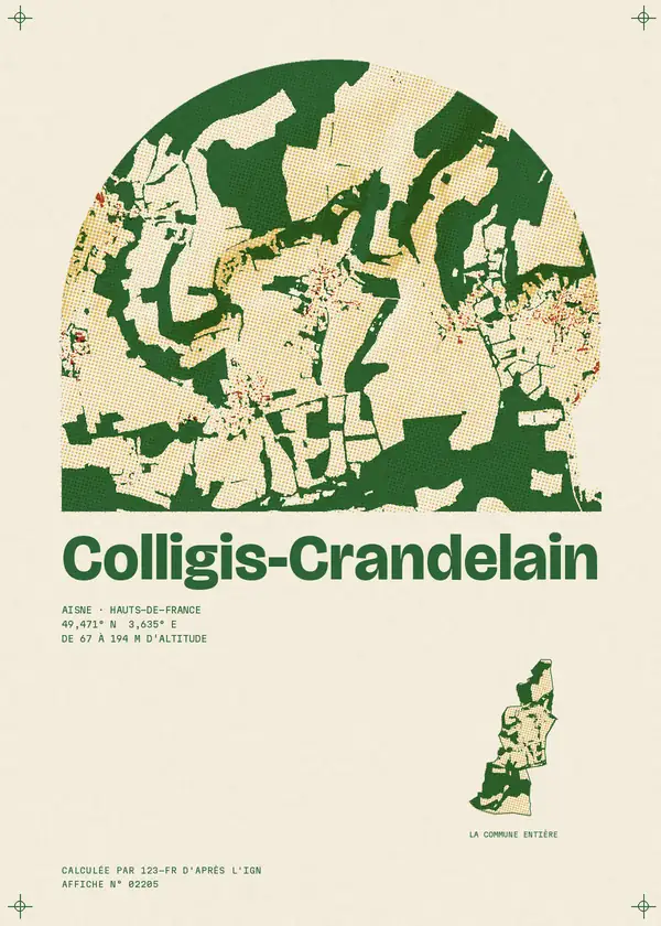 Affiche de Colligis-Crandelain, calculée par 123-fr d'après l'IGN