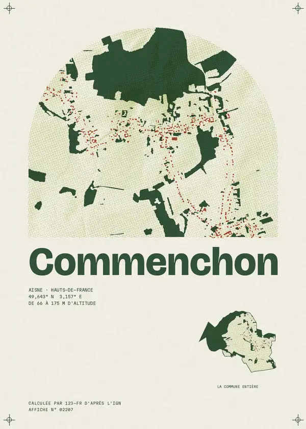 Affiche de Commenchon, calculée par 123-fr d'après l'IGN