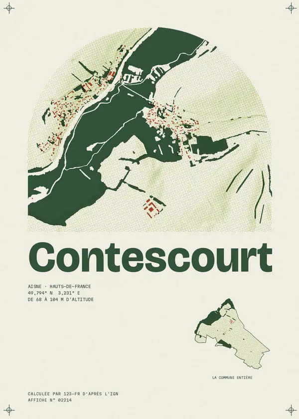 Affiche de Contescourt, calculée par 123-fr d'après l'IGN
