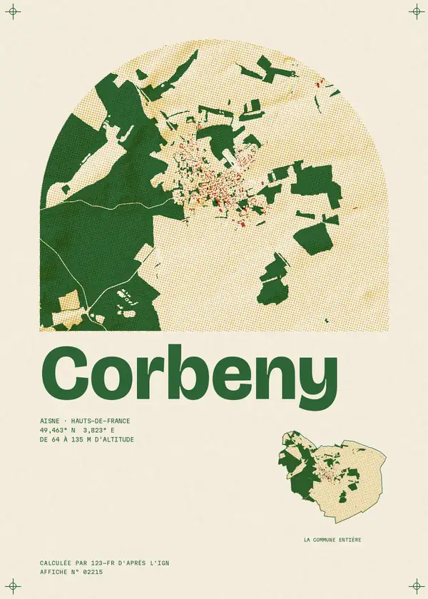 Affiche de Corbeny, calculée par 123-fr d'après l'IGN