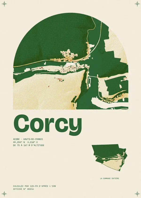 Affiche de Corcy, calculée par 123-fr d'après l'IGN
