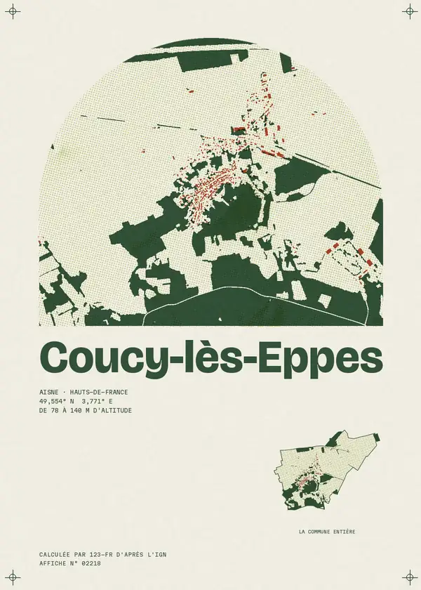 Affiche de Coucy-lès-Eppes, calculée par 123-fr d'après l'IGN