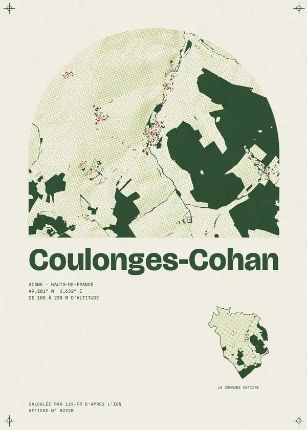 Affiche de Coulonges-Cohan, calculée par 123-fr d'après l'IGN