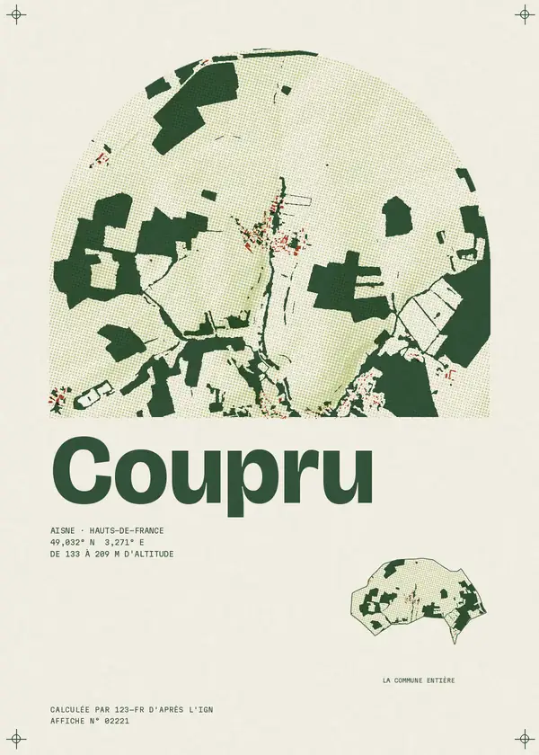 Affiche de Coupru, calculée par 123-fr d'après l'IGN