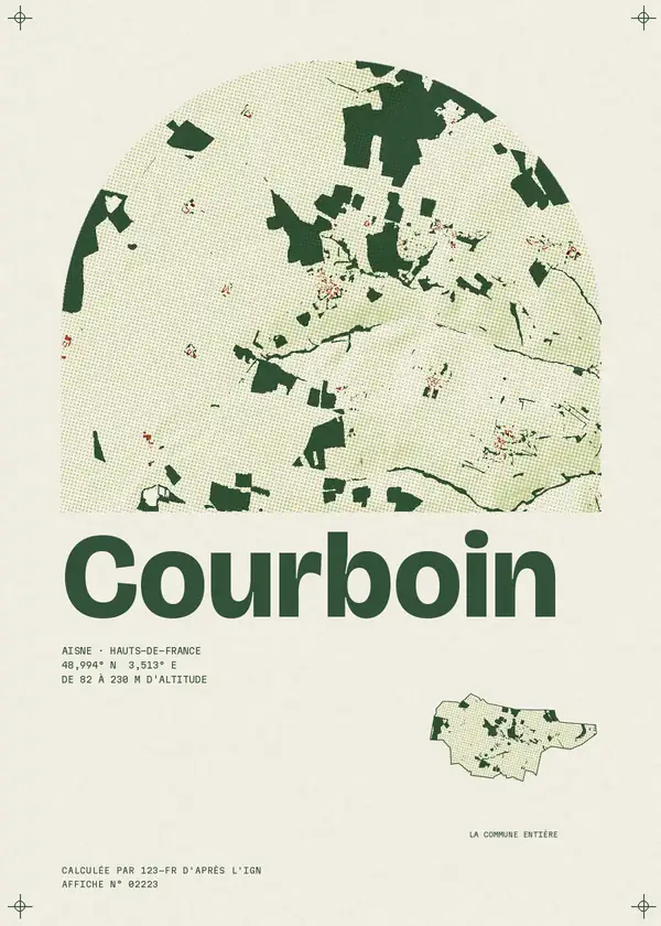 Affiche de Courboin, calculée par 123-fr d'après l'IGN