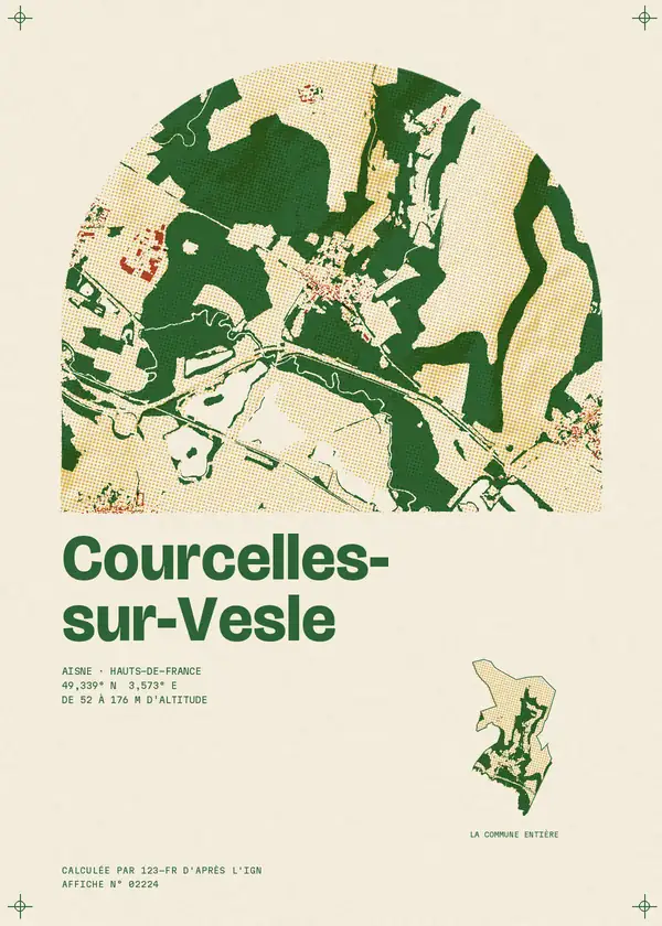 Affiche de Courcelles-sur-Vesle, calculée par 123-fr d'après l'IGN