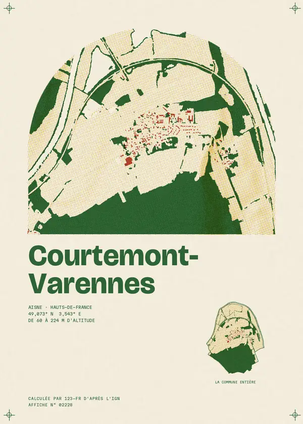 Affiche de Courtemont-Varennes, calculée par 123-fr d'après l'IGN