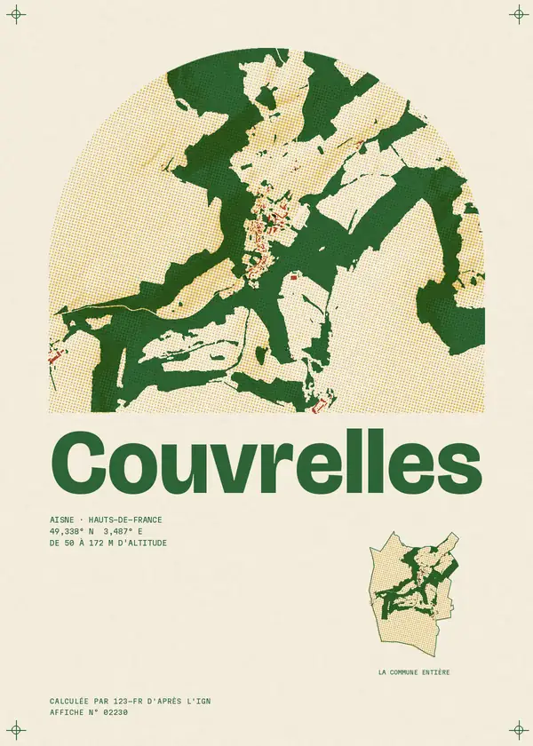 Affiche de Couvrelles, calculée par 123-fr d'après l'IGN