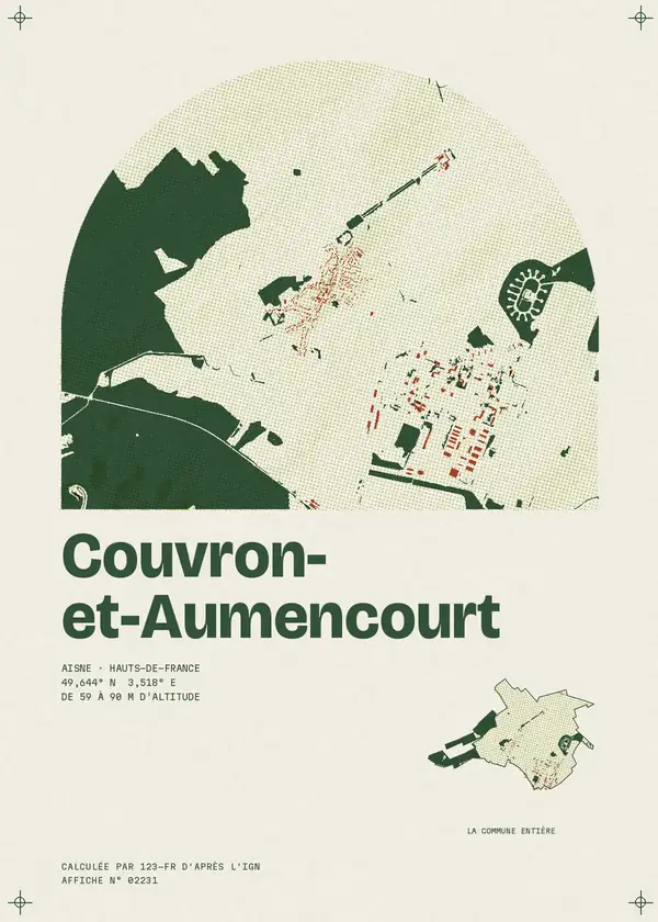 Affiche de Couvron-et-Aumencourt, calculée par 123-fr d'après l'IGN