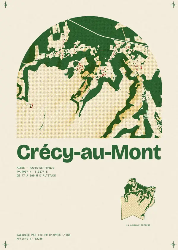 Affiche de Crécy-au-Mont, calculée par 123-fr d'après l'IGN